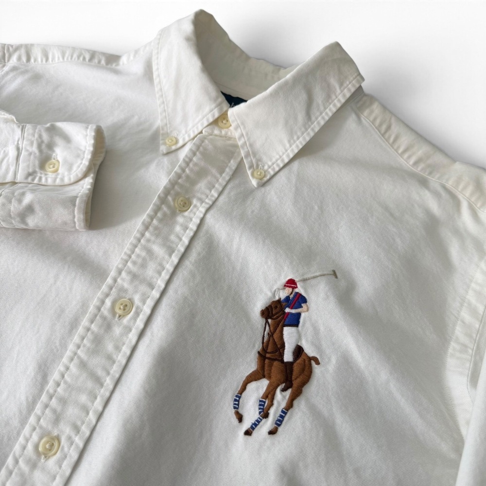 Polo Ralph Lauren Classic Fit Big Pony Oxford Shirt Men L Long Sleeve Cotton